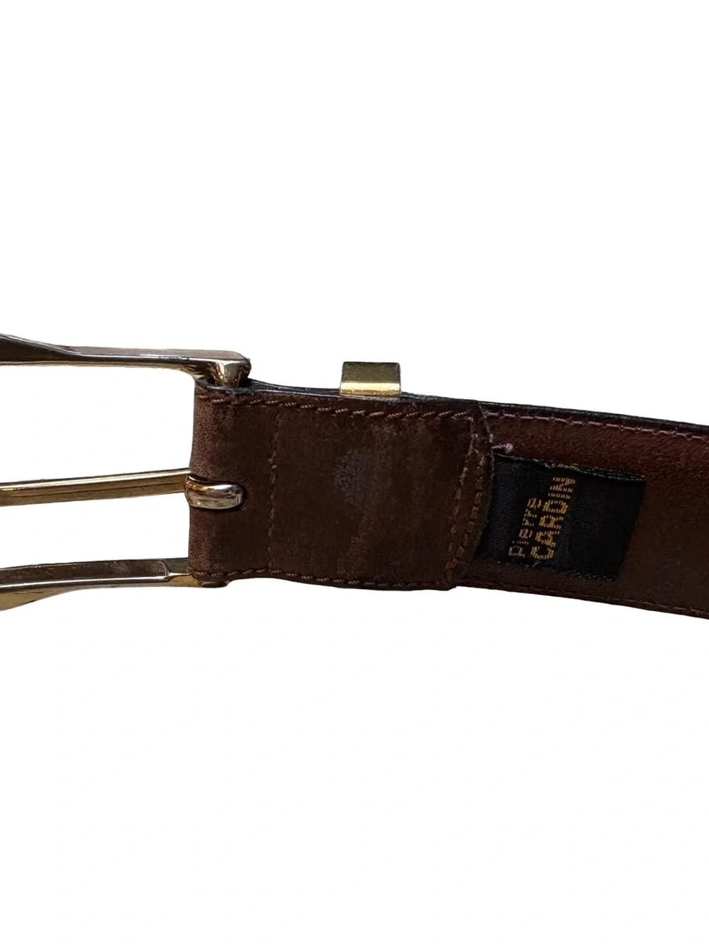 Pierre Cardin Brown Cowhide Unisex Belt with Gold Accent Buckle Size 42